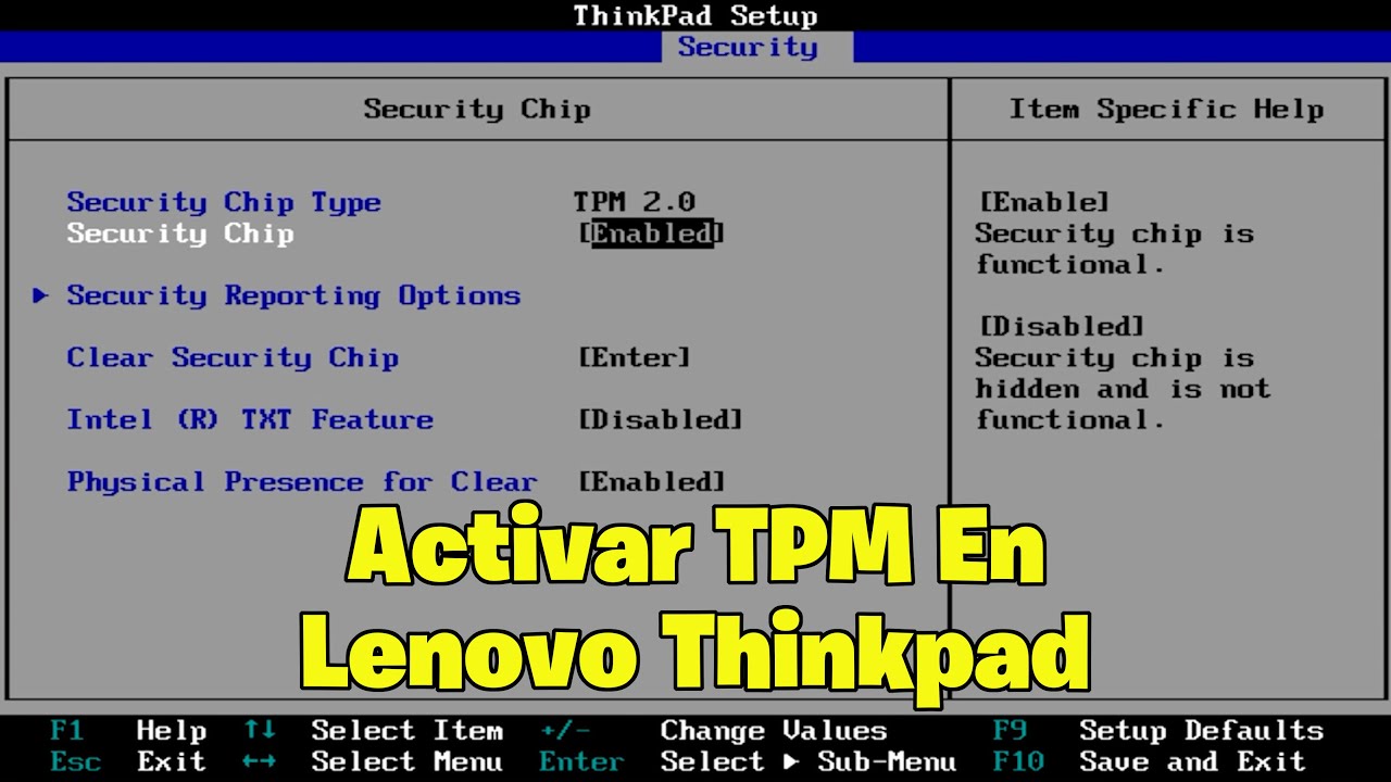 Cómo Activar TPM 2.0 / 1.2 (Discrete TPM o Intel PTT) en Lenovo ThinkPad | GUÍA COMPLETA✅