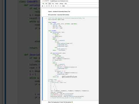 Python – Serialize & Deserialize Binary Tree (BFS Level‑Order) – Interview DSA Solution 🚀
