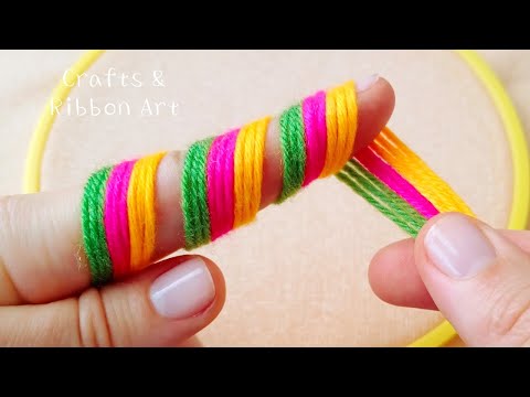 It's so Beautiful !! New Unique Flower Craft Idea with Wool - Hand Embroidery Amazing Trick