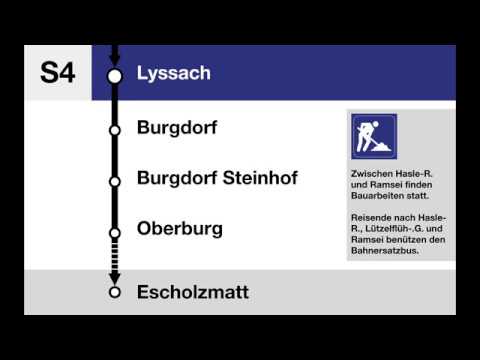Halbreale BLS Ansagen - S4 Zollikofen – Escholzmatt mit Bauarbeiten