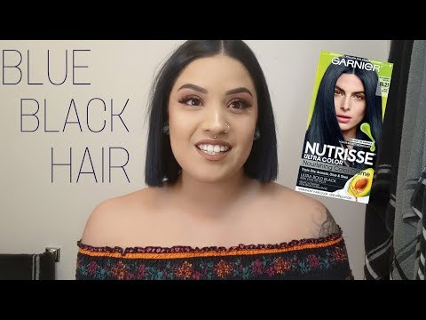 DYING MY HAIR BLUE BLACK | GARNIER NUTRISSE BLACKBERRY...