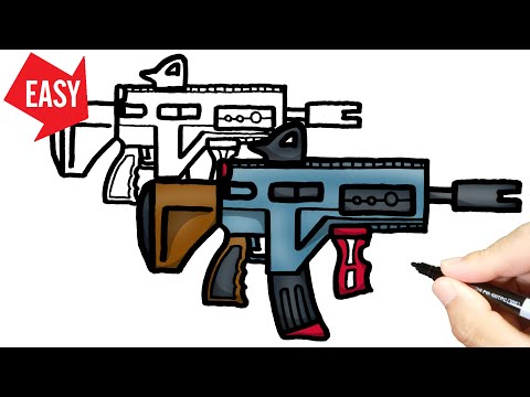 How to draw Fortnite gun Chapter 3 MK-Seven Assault Rifle｜Easy & Cute & Kawaii drawing for beginners