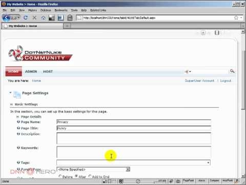 DotNetNuke Tutorial, Customize "Privacy" and "Terms" pages - Video #125