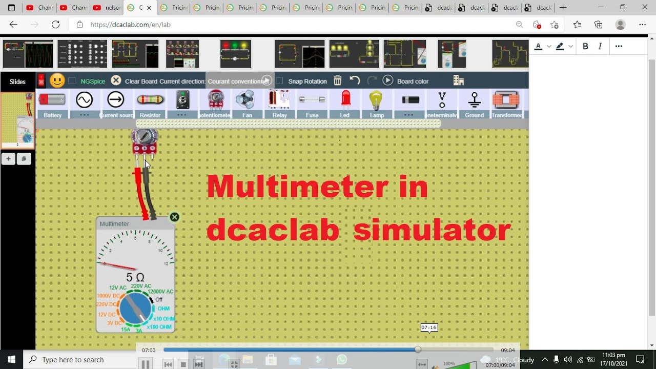 how to use multimeter in dcaclab simulator | multimeter/AVO meter in dcaclab online simulator