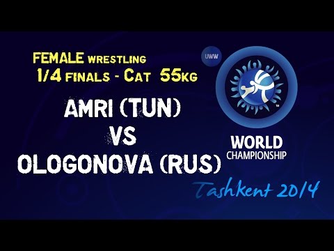 Quarterfinal - Female Wrestling 55 kg - M. AMRI (TUN) vs I. OLOGONOVA (RUS) - Tashkent 2014