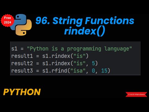 rindex Function in Python | Built In Functions in Python | rindex