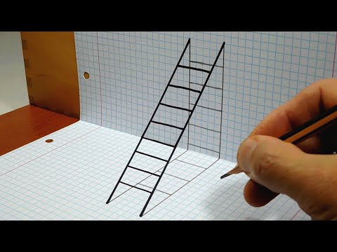 How to Draw a 3D Ladder Trick art on Graph paper