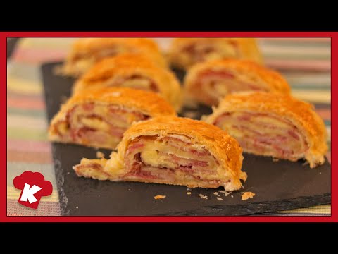 CANAPÉS para NAVIDAD rollos de Hojaldre con Jamón , Queso y Bacon | Recetas para Navidad 2019