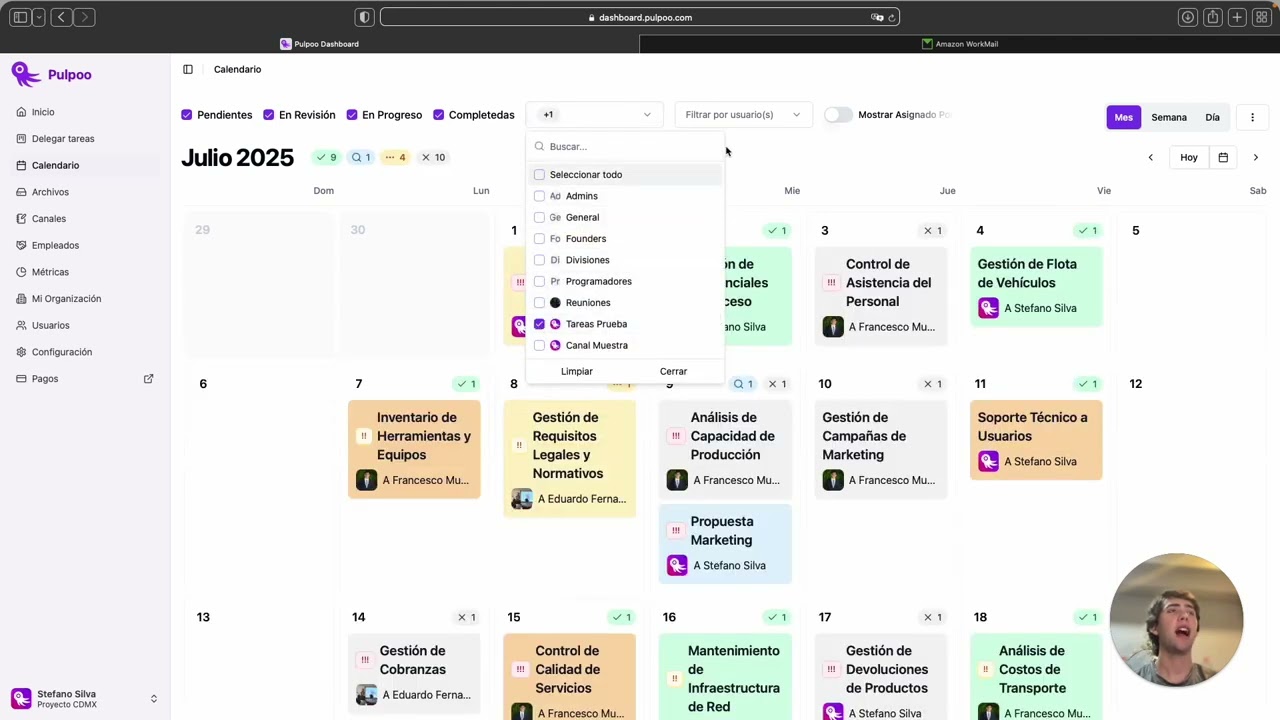 Gestionando tareas en la vista de calendario