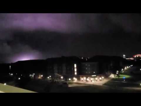 Severe squall line causes power line flashes in Norman, Oklahoma - July 12, 2020