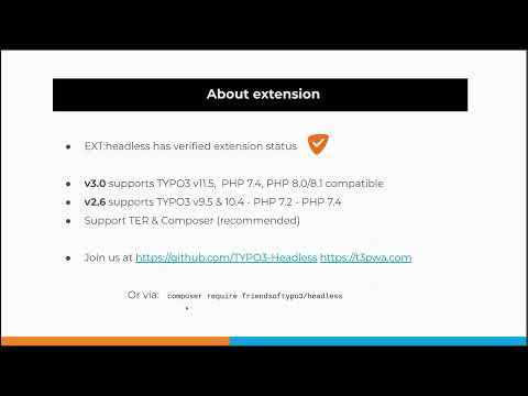 TYPO3 Headless CMS: Talks at MTUG 2022: EXT:headless (Part1)