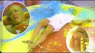 Female victim suffers the ultimate humiliation of a gunging on the Wheel of Torture