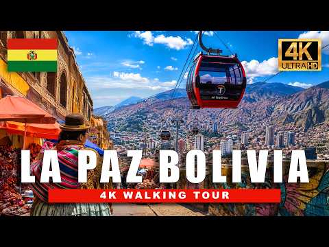 La Paz, Bolivia Walking Tour 🇧🇴 | Markets, Cable Cars & Everyday City Life (4K HDR)
