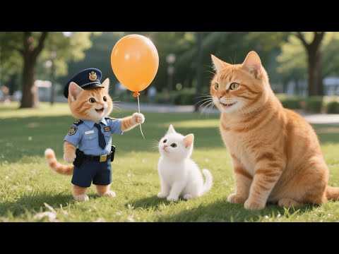 Ginger Kitten Day as a Rookie Police Officer — Helping a Lost Kitten and Doing Good Deeds 🐱👮