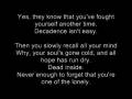 Decadence Lyrics By DIsturbed
