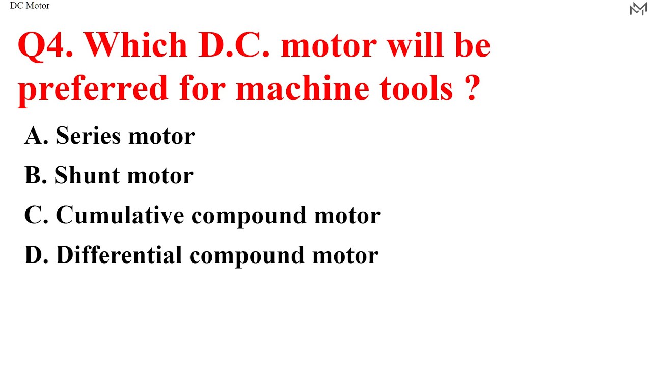 DC Motor MCQs Test