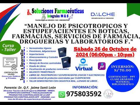 Manejo de Estupefacientes y Psicotrópicos | DIRIS – DIRESA – GERESA | Químico Farmacéutico