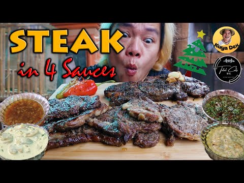 Angus Ribeye Steak in 4 Sauces | Grilled Butter Aged...
