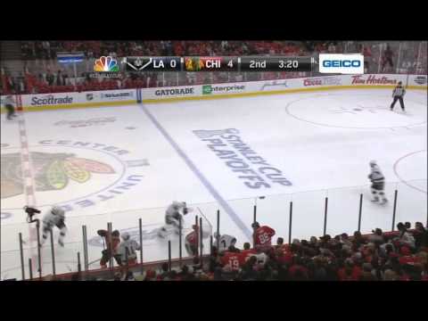 Rob Scuderi sweet hipcheck on Patrick Sharp June 2 2013 LA Kings vs Chicago Blackhawks NHL Hockey