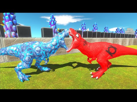 ICE T-REX Vs RED LANTERN BRIDGE CLOUD CASTLE DEATH RUN - Animal Revolt Battle Simulator