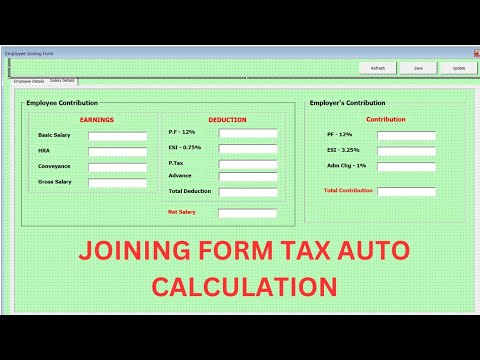 Excel Vba Form Part: 19- Employee Joining Form-7 (Tax Auto Calculation), Excel Vba Tutorial in hindi
