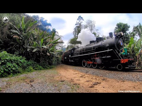 🇧🇷  (4K)Trem subindo a serra/Tourist train going up the mountain - São Bento do Sul/SC - (Brasil)