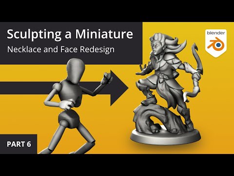 Sculpting a Wood Elf Ranger Miniature in Blender Part 6 - Necklace and Face Redesign