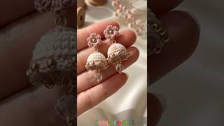 Cute Little crochet Jhumka designs 💖😍 #crochet #jhumka #earrings #shorts