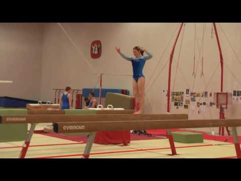 Gymnastics Icelandic national team preparing for European championship. Girls on beam