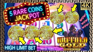 🚩The 1st Time I won a HUGE JACKPOT with 5 RARE COINS on Buffalo Gold Slot
