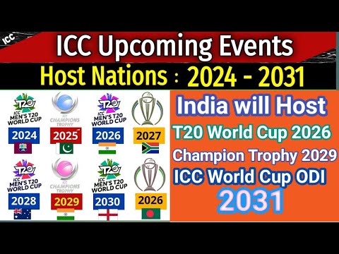 ICC Upcoming Events from 2024 to 2031 | All ICC Upcoming  Men's cricket Tournaments. date and venue.
