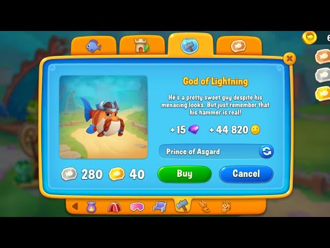 Fishdom: I open Mighty Asgard Aquarium and buy God of Lightning Fish