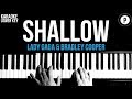 Lady Gaga & Bradley Cooper - Shallow Karaoke SLOWER Acoustic Piano Instrumental Cover LOWER KEY