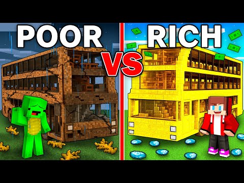 Mikey POOR vs RICH JJ Bus Survival Battle in Minecraft (Maizen)