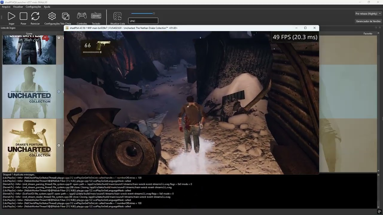 shadPS4 v0.18.1 WIP main bc028b7  | CUSA02320 Uncharted: The Nathan Drake Collection™ 01.00