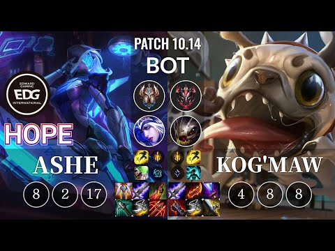 EDG Hope Ashe vs Kog'Maw Bot - KR Patch 10.14