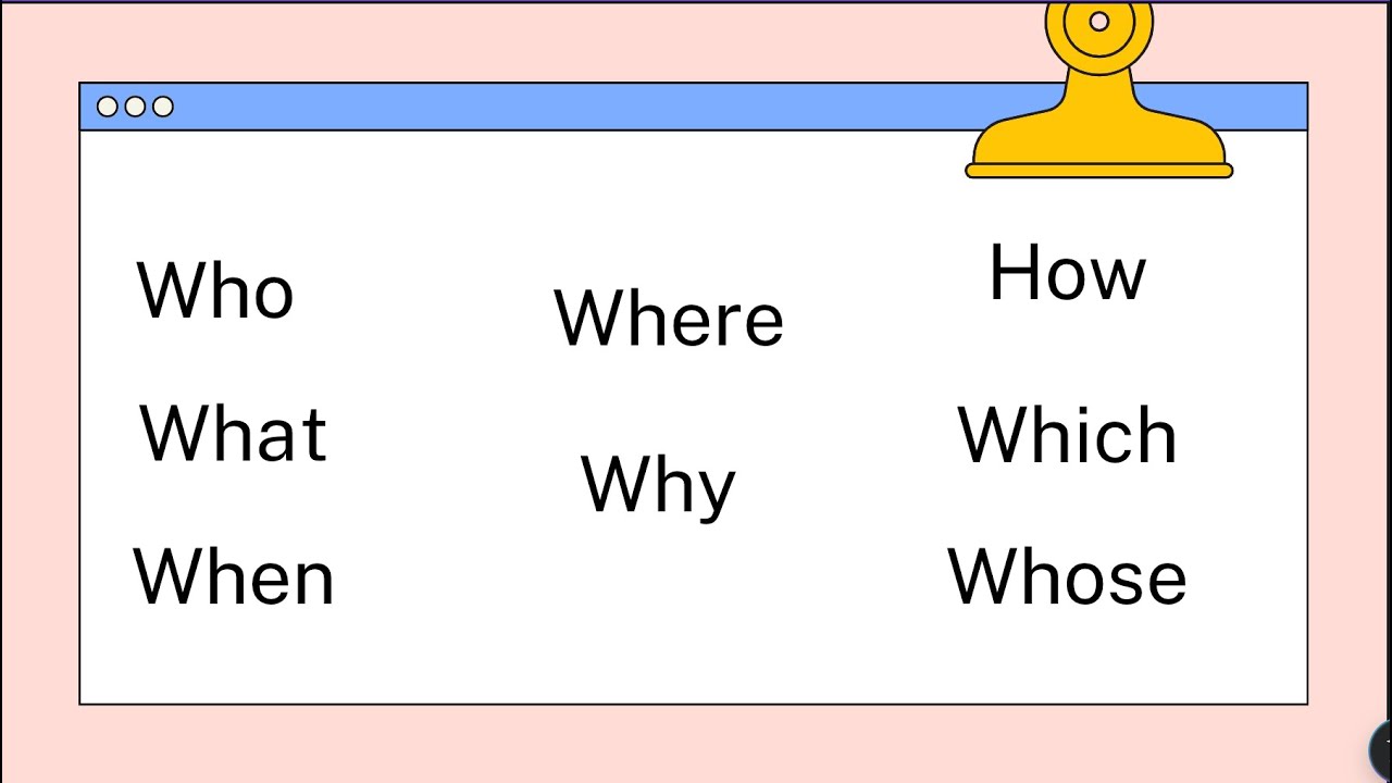 Question Words: Who, What, Why, and more!