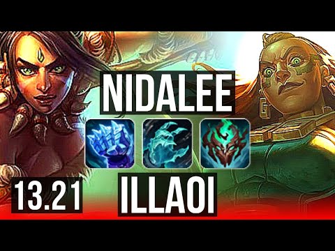 NIDALEE vs ILLAOI (TOP) | 18/1/6, Legendary, Quadra, 8 solo kills, 500+ games | KR Master | 13.21