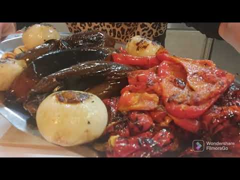 Como hacer escalivada o ensalada de verduras sin horno. Rapida con microondas y en sarten.