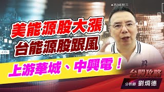 美能源股大漲，台能源股跟風，上游華城、中興電！｜台股攻略｜劉烱德 (圖)