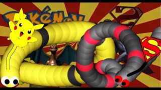 Pokemon VS SuperMan Slither.io Skin!! Pokeball Capture Worms!! - Slither.io