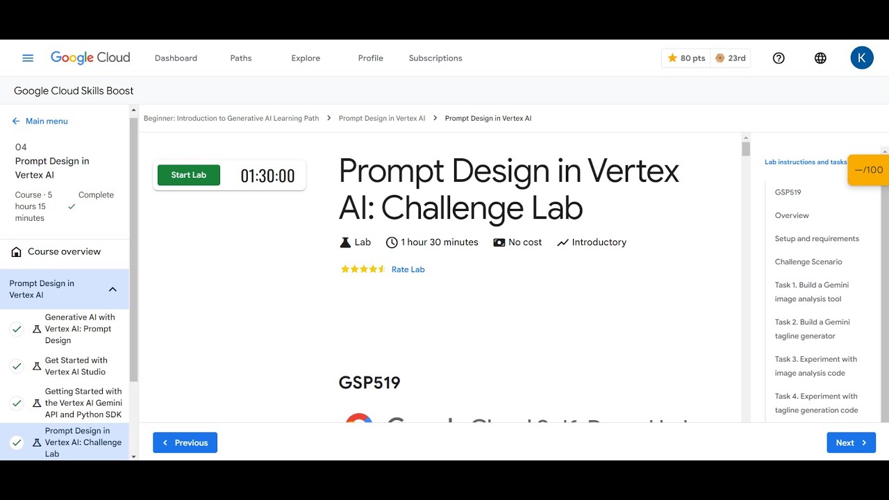 Prompt Design in Vertex AI: Challenge Lab | GSP519 | Gen AI Study Jams 2024 | GDSC SMEC
