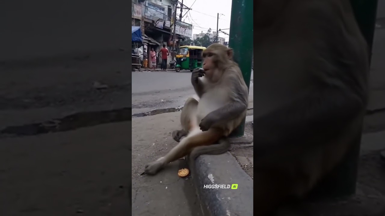 **Smoking Monkey Stuns Onlookers in Viral Clip!**