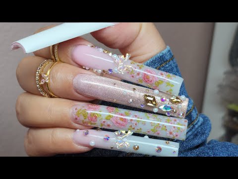 Watch me work:  Coquette Nails using Flower Foils | Acrylic Nails #nails