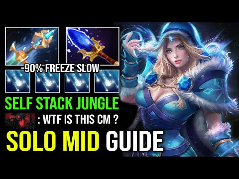 How to Solo Mid CM Against SF with Self Stack Jungle 90% Freeze Slow Raining Ice DPS Dota 2