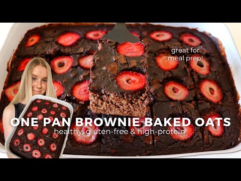 One Pan Brownie Baked Oats | Healthy Breakfast Meal Prep Recipe (gluten free & high protein)