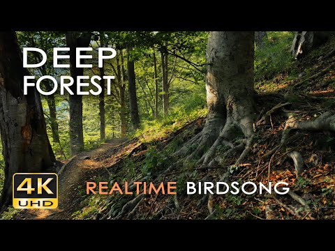 4K Deep Forest - 8 Hours NO LOOP Birdsong - Robin & Blackbird Singing - Relaxing Nature Ambiance