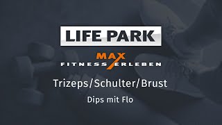 Training mit Flo 04 – Trizeps/Schulter/Brust – Dips