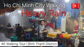 Heavy Rain in Ho Chi Minh City | 4K Walking Tour | Vietnam