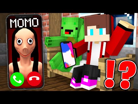 Mikey and JJ + - How Scary MOMO Called Baby JJ and Mikey at Night in Minecraft? - Maizen Challenge